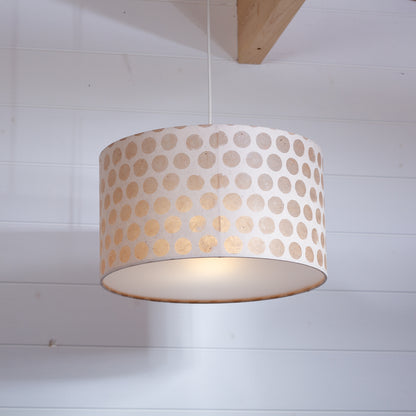 Drum Lamp Shade - P85 ~ Batik Dots on Natural, 35cm(d) x 20cm(h)