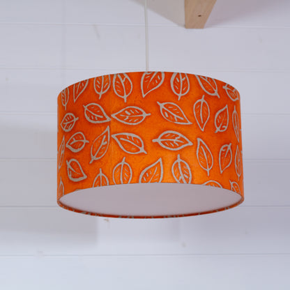 Drum Lamp Shade - B123 ~ Batik Leaf Orange, 35cm(d) x 20cm(h)