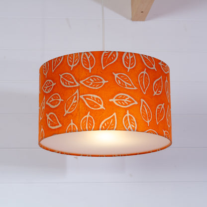 Drum Lamp Shade - B123 ~ Batik Leaf Orange, 35cm(d) x 20cm(h)