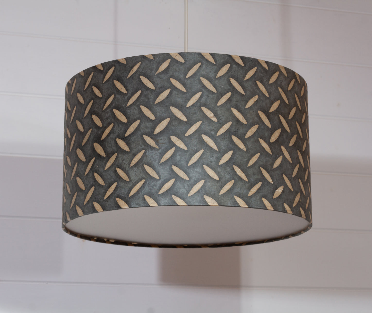 Drum Lamp Shade - P88 ~ Batik Tread Plate Grey, 35cm(d) x 20cm(h)