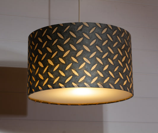 Drum Lamp Shade - P88 ~ Batik Tread Plate Grey, 35cm(d) x 20cm(h)