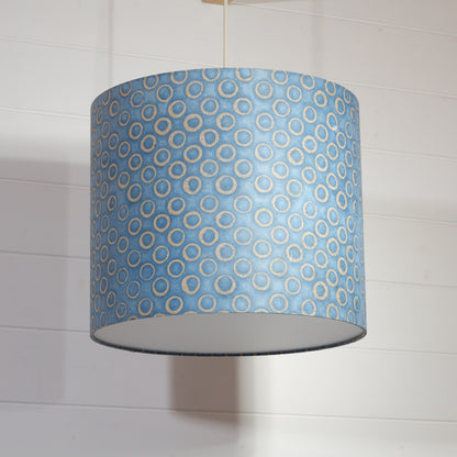 Drum Lamp Shade - P72 - Batik Blue Circles, 35cm(d) x 30cm(h)