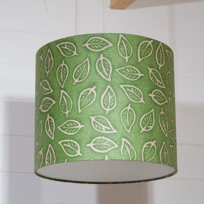 Drum Lamp Shade - P29 - Batik Leaf on Green, 35cm(d) x 30cm(h)