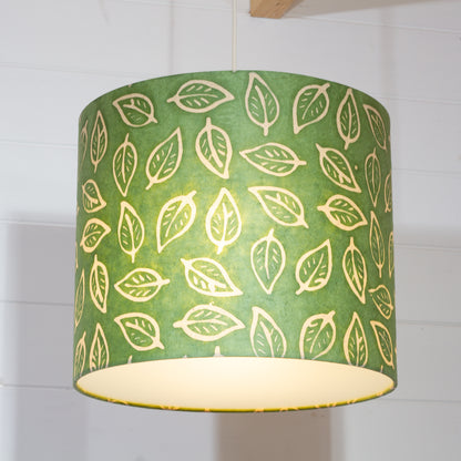 Drum Lamp Shade - P29 - Batik Leaf on Green, 35cm(d) x 30cm(h)