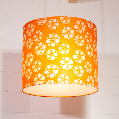 Drum Lamp Shade - P94 - Batik Star Flower on Orange, 35cm(d) x 30cm(h)