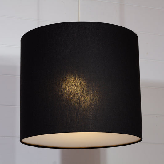 Drum Lamp Shade - F170 ~ Black Linen, 35cm(d) x 30cm(h)