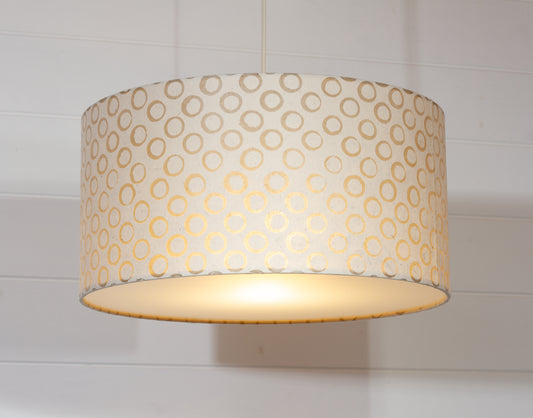 Drum Lamp Shade - P74 - Batik Natural Circles, 40cm(d) x 20cm(h)