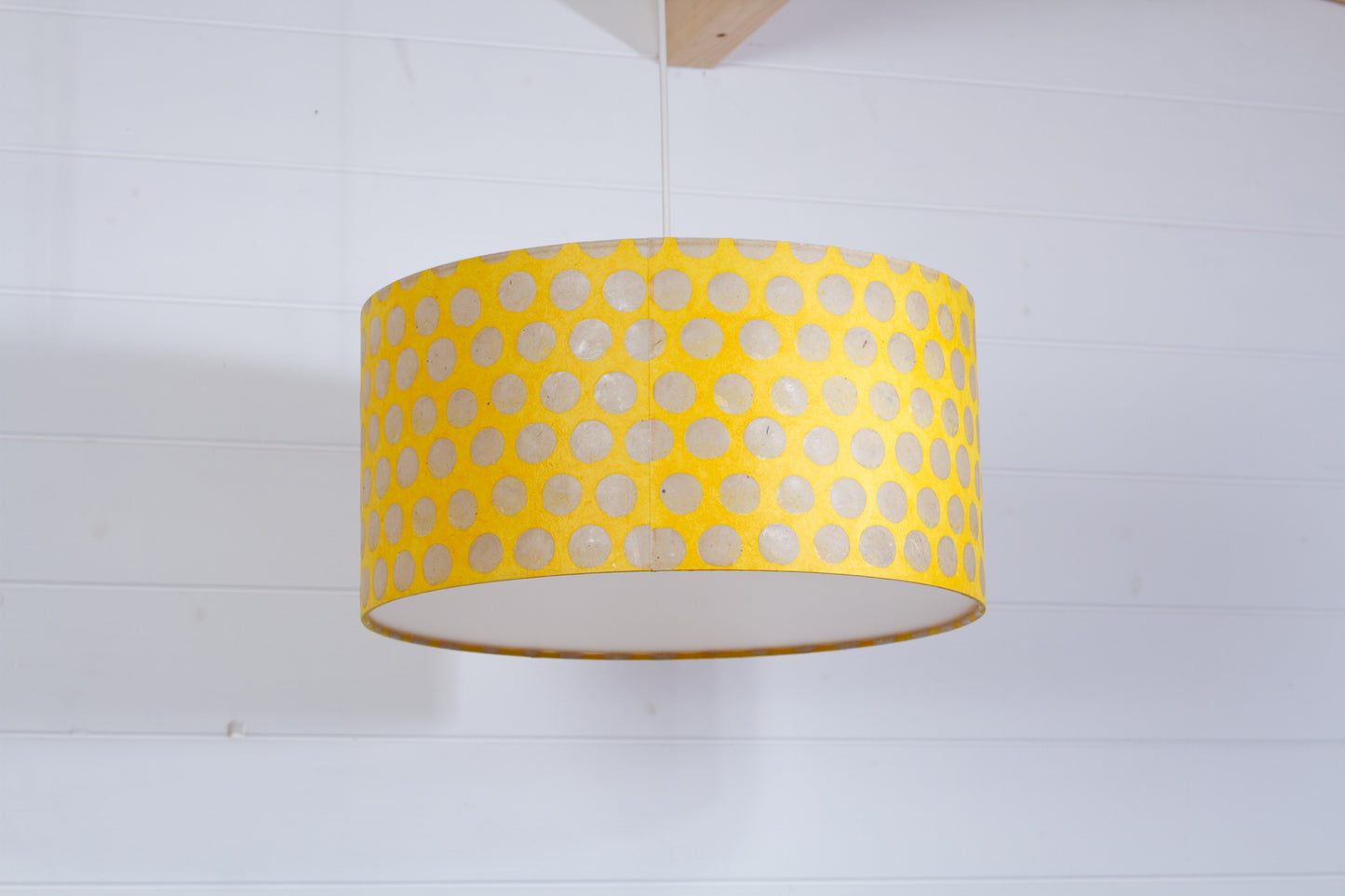 Drum Lamp Shade - P86 ~ Batik Dots on Yellow, 40cm(d) x 20cm(h)