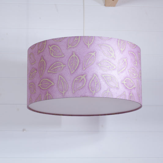 Drum Lamp Shade - P68 - Batik Leaf on Purple, 40cm(d) x 20cm(h)