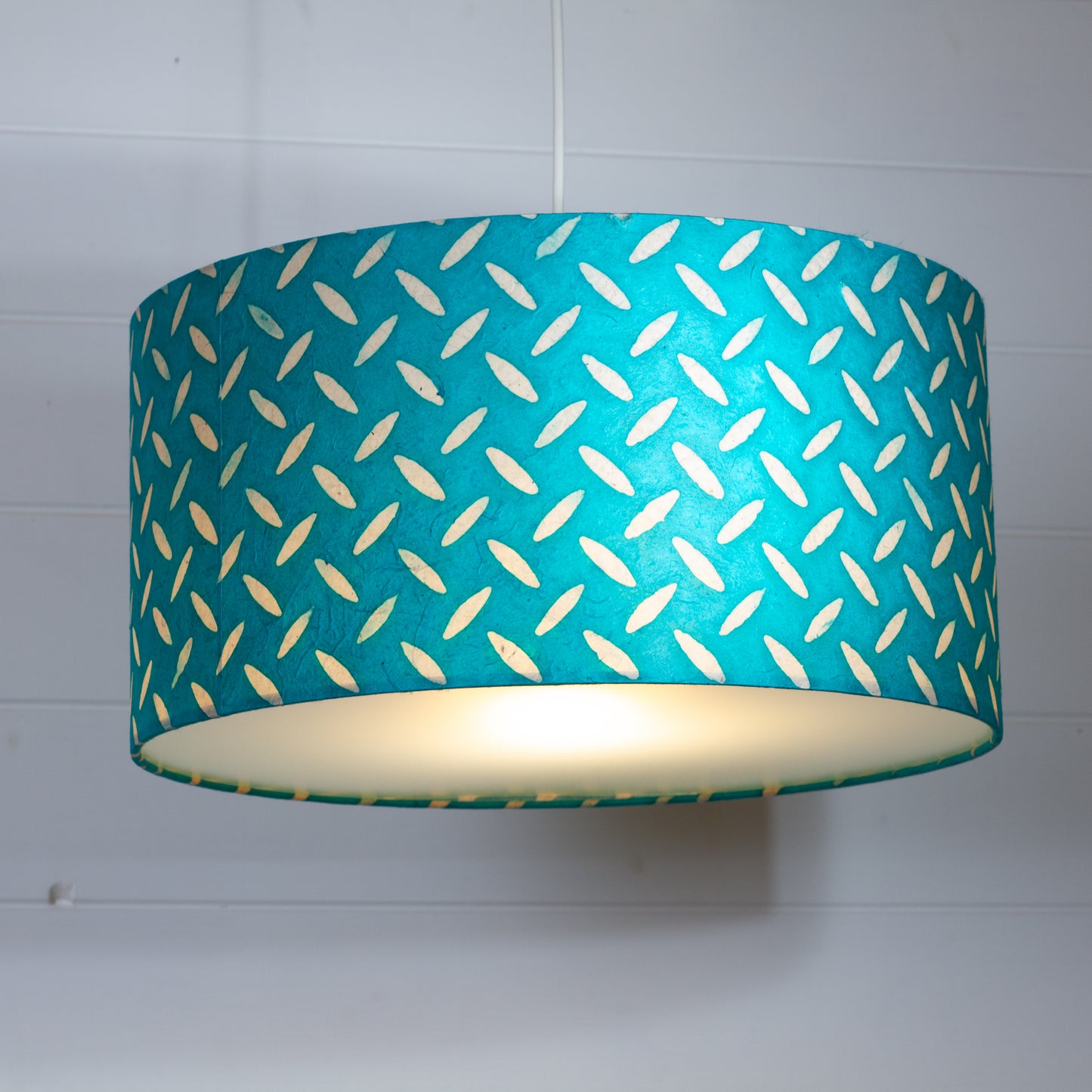 Drum Lamp Shade - P15 - Batik Tread Plate Mint Green, 40cm(d) x 20cm(h)