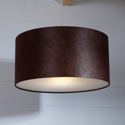 Drum Lamp Shade - P58 - Brown Lokta, 40cm(d) x 20cm(h)