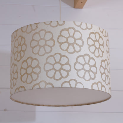 Drum Lamp Shade - P17 - Batik Big Flower on Natural, 40cm(d) x 25cm(h)