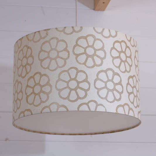 Drum Lamp Shade - P17 - Batik Big Flower on Natural, 40cm(d) x 25cm(h)