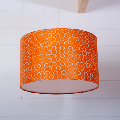 Drum Lamp Shade - P03 - Batik Orange Circles, 40cm(d) x 25cm(h)