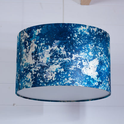 Drum Lamp Shade - B113 Batik Ocean Blues, 40cm(d) x 25cm(h)