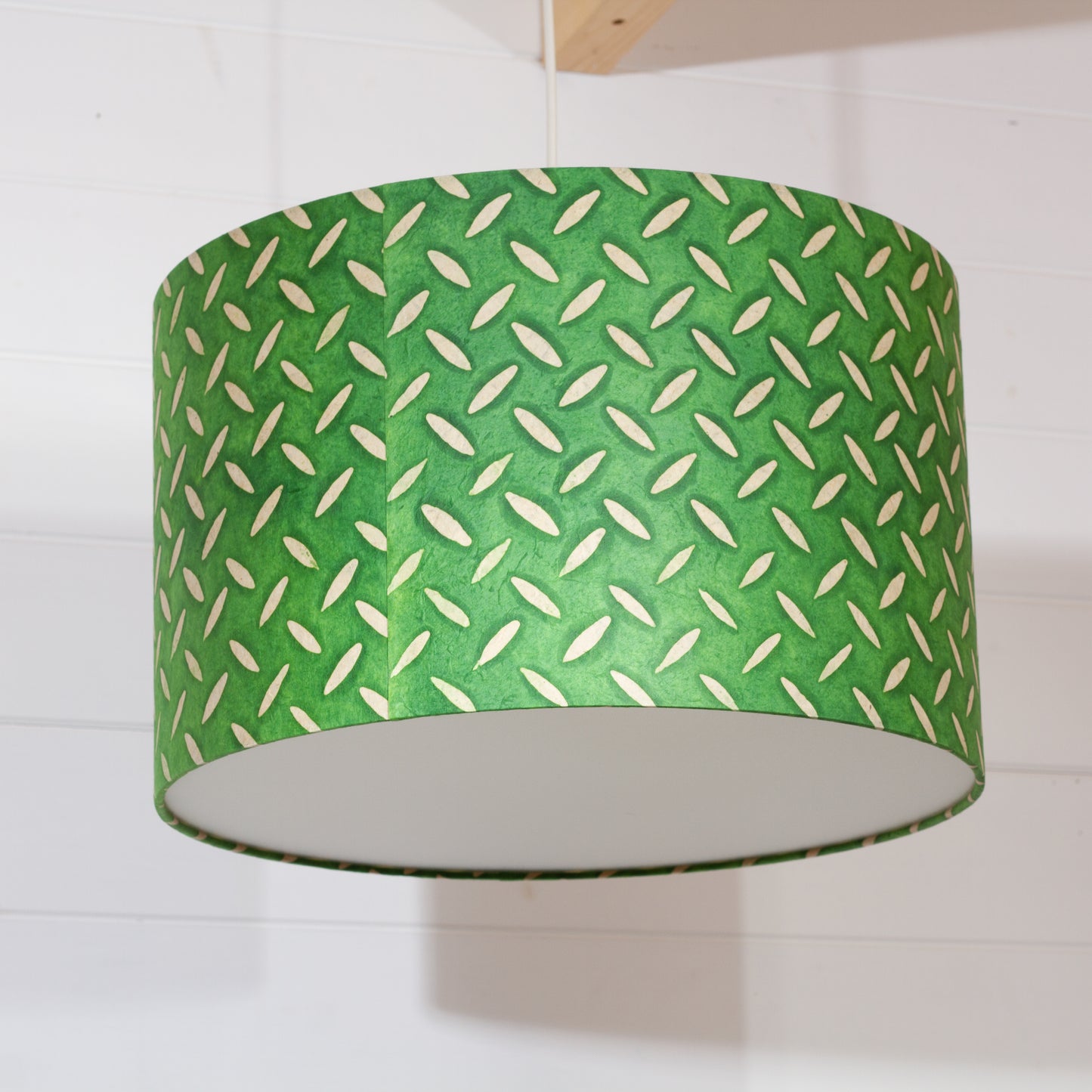 Drum Lamp Shade - P96 ~ Batik Tread Plate Green, 40cm(d) x 25cm(h)