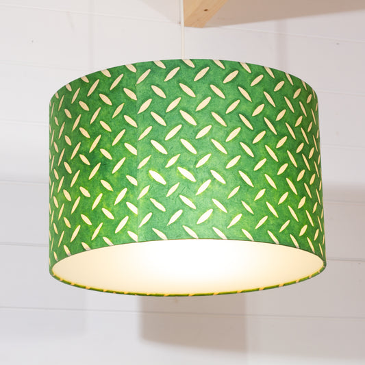 Drum Lamp Shade - P96 ~ Batik Tread Plate Green, 40cm(d) x 25cm(h)