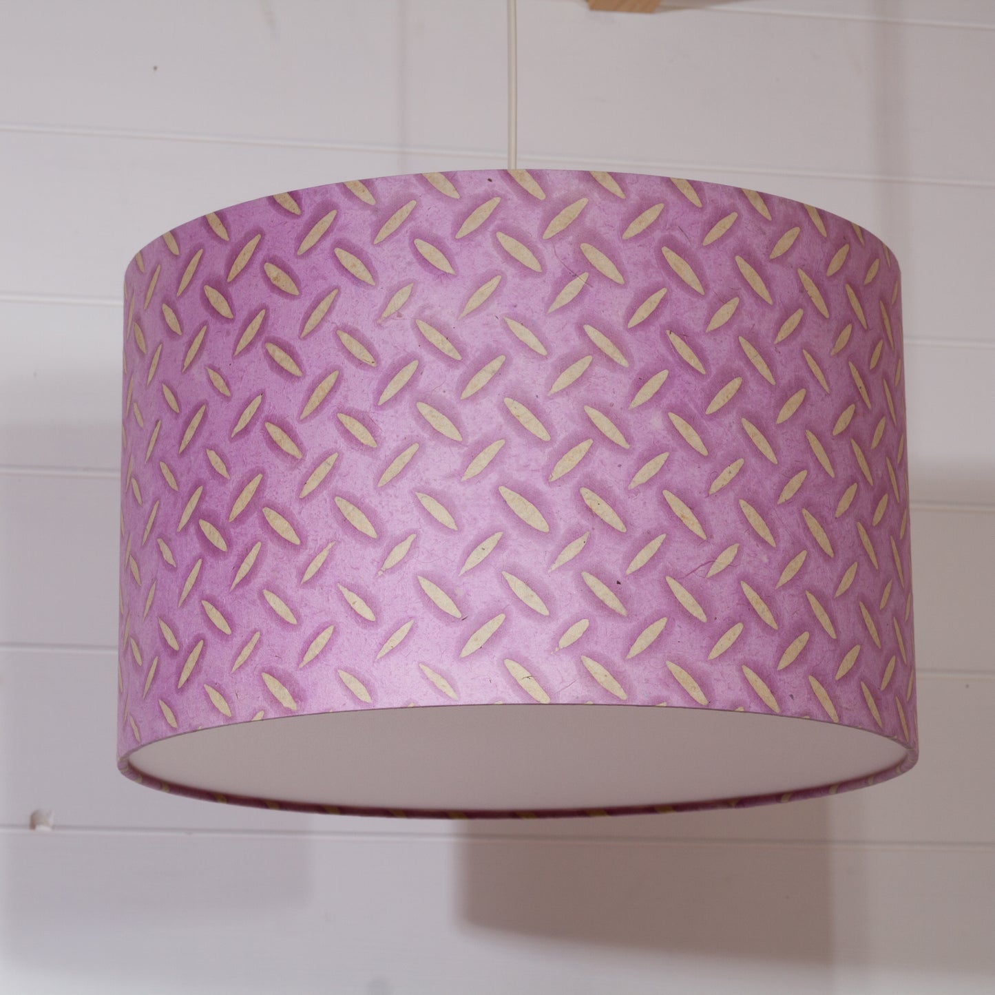 Drum Lamp Shade - B121 ~ Batik Tread Plate Lilac, 40cm(d) x 25cm(h)