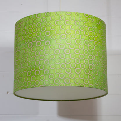 Drum Lamp Shade - P02 - Batik Lime Circles, 40cm(d) x 30cm(h)