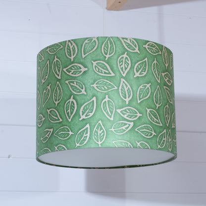 Drum Lamp Shade - P29 - Batik Leaf on Green, 40cm(d) x 30cm(h)