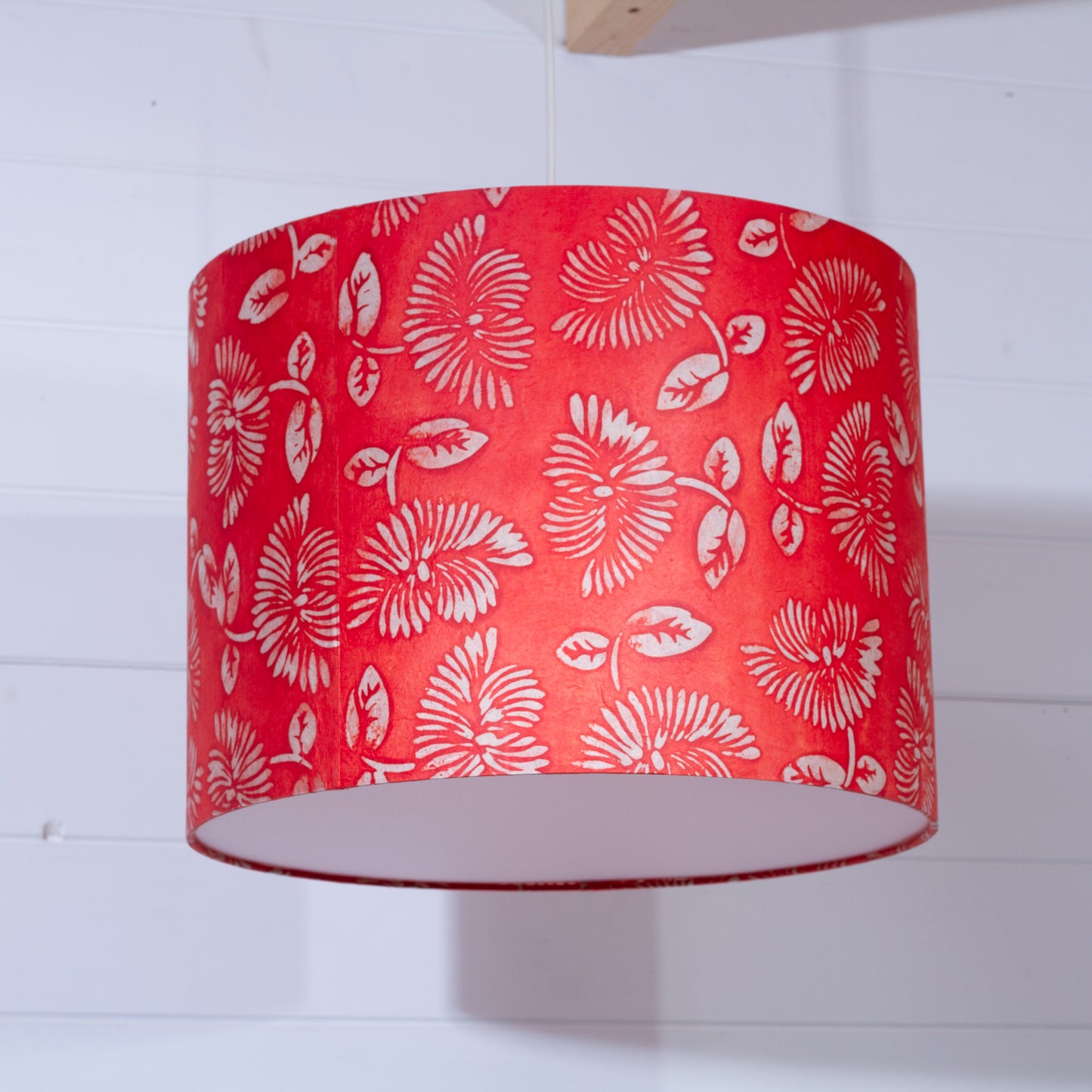 Drum Lamp Shade - B118 Batik Peony Red, 40cm(d) x 30cm(h)