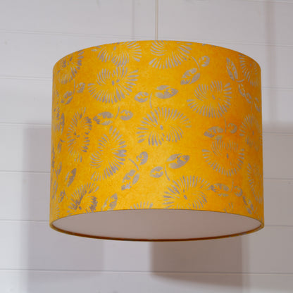 Drum Lamp Shade - B120 - Batik Peony Yellow, 40cm(d) x 30cm(h)