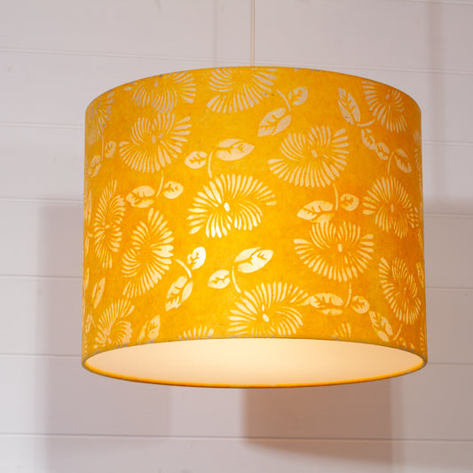 Drum Lamp Shade - B120 - Batik Peony Yellow, 40cm(d) x 30cm(h)