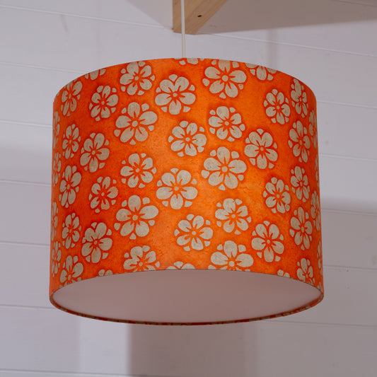 Drum Lamp Shade - P94 - Batik Star Flower on Orange, 40cm(d) x 30cm(h)