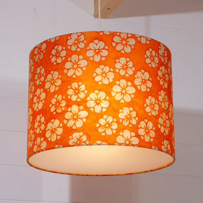 Drum Lamp Shade - P94 - Batik Star Flower on Orange, 40cm(d) x 30cm(h)