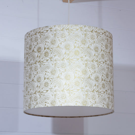 Drum Lamp Shade - P69 ~ Garden Gold on Natural, 35cm(d) x 30cm(h)