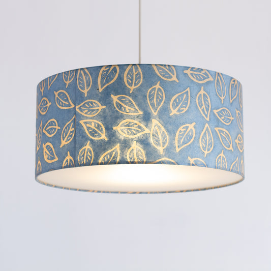 Drum Lamp Shade - P31 - Batik Leaf on Blue, 45cm(d) x 20cm(h)