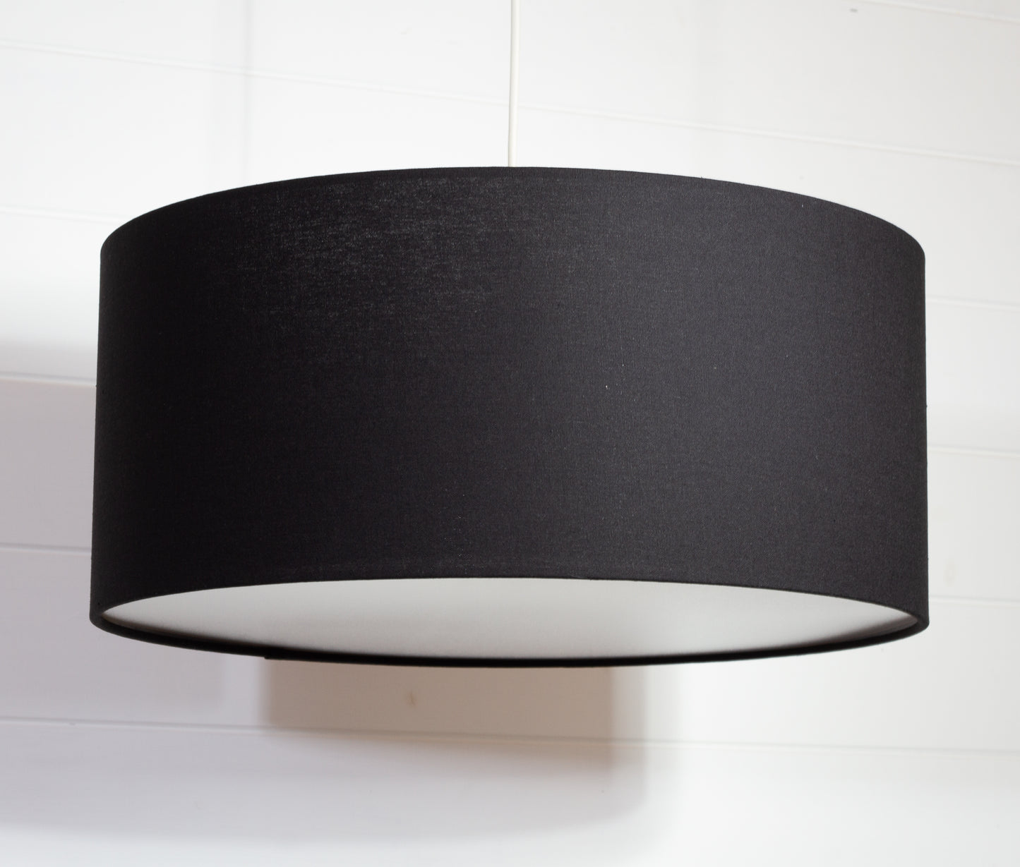 Drum Lamp Shade - F170 Black Linen Fabric, 45cm(d) x 20cm(h)