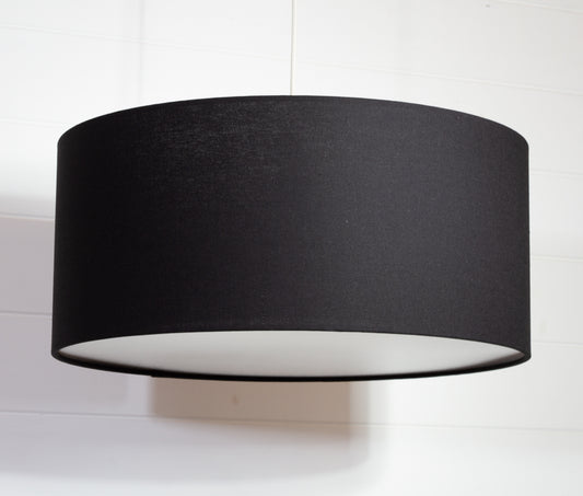 Drum Lamp Shade - F170 Black Linen Fabric, 45cm(d) x 20cm(h)