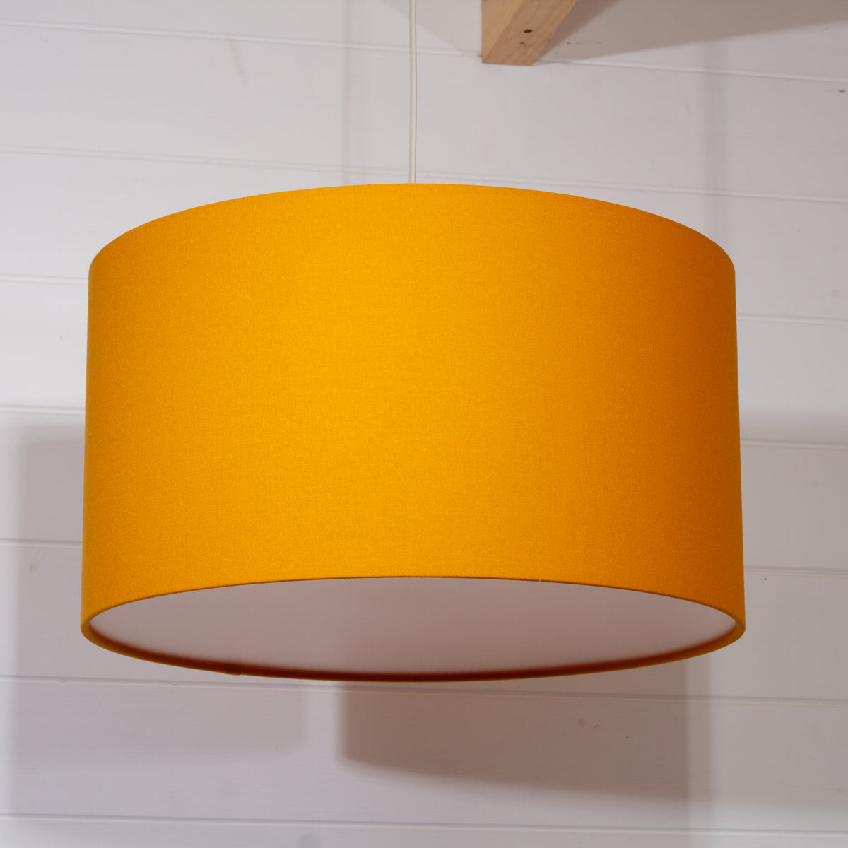 Drum Lamp Shade - F180 ~ Yellow Ochre Linen Fabric, 45cm(d) x 25cm(h)