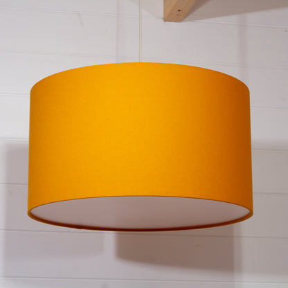 Drum Lamp Shade - F180 ~ Yellow Ochre Linen Fabric, 45cm(d) x 25cm(h)