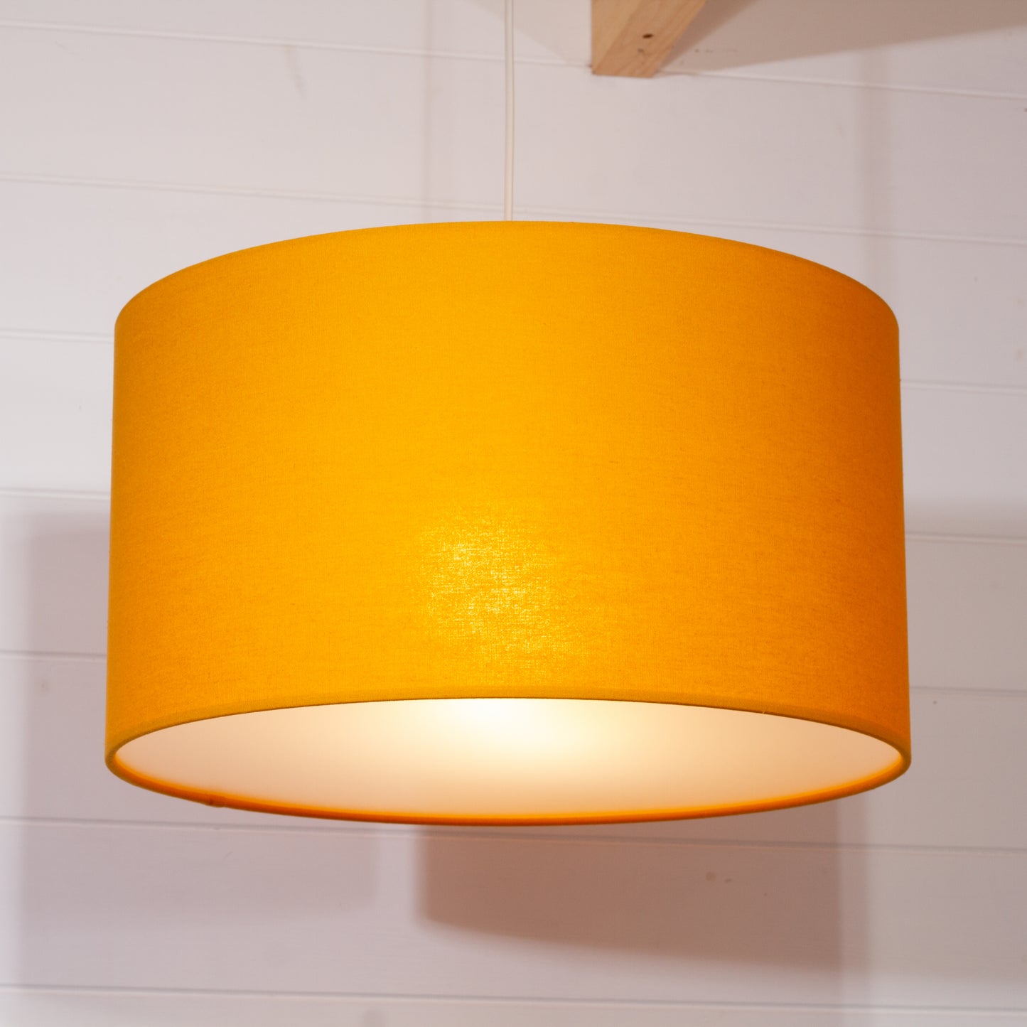Drum Lamp Shade - F180 ~ Yellow Ochre Linen Fabric, 45cm(d) x 25cm(h)