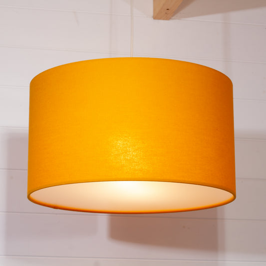 Drum Lamp Shade - F180 ~ Yellow Ochre Linen Fabric, 45cm(d) x 25cm(h)