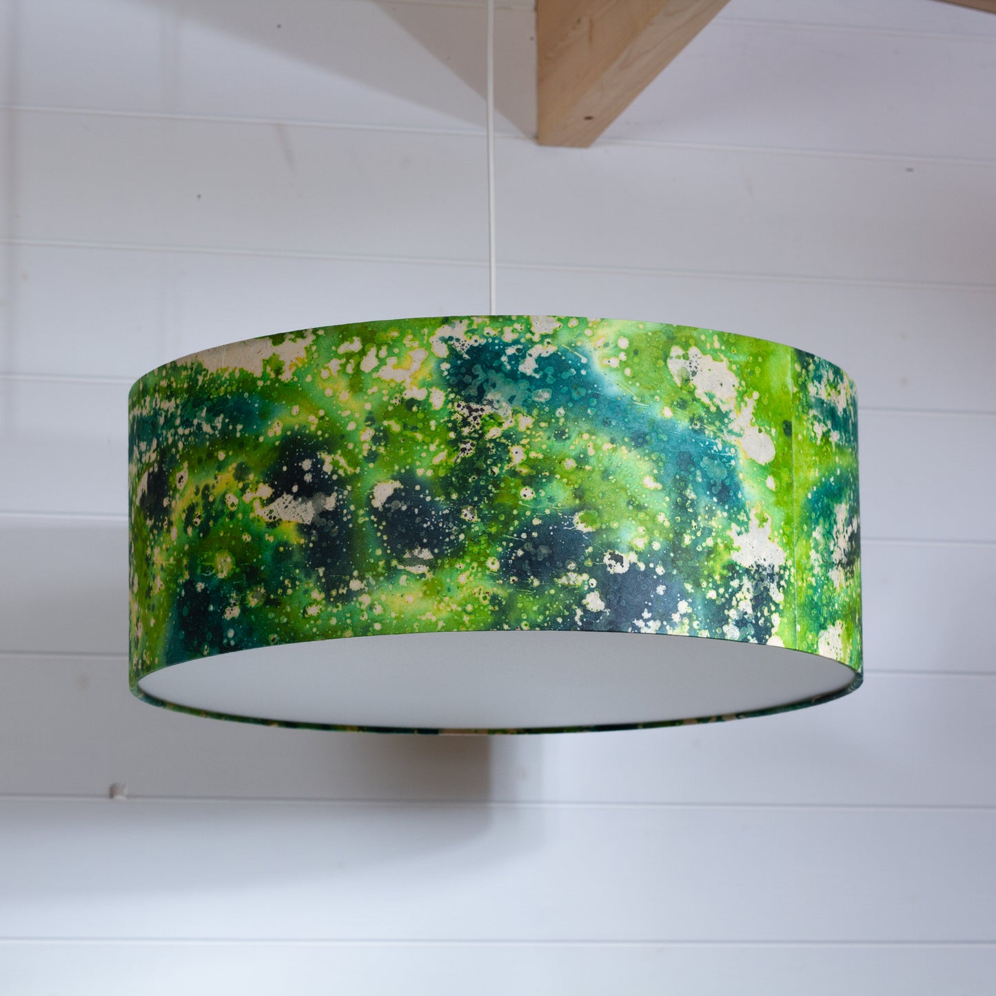 Drum Lamp Shade - B114 ~ Batik Canopy Greens, 50cm(d) x 20cm(h)