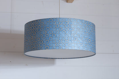 Drum Lamp Shade - P72 - Batik Blue Circles, 50cm(d) x 20cm(h)