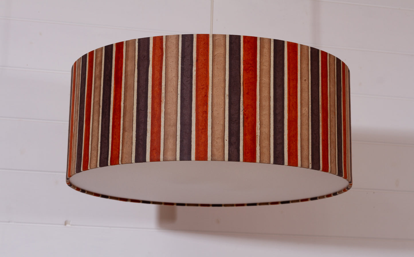 Drum Lamp Shade - P07 - Batik Stripes Brown, 50cm(d) x 20cm(h)