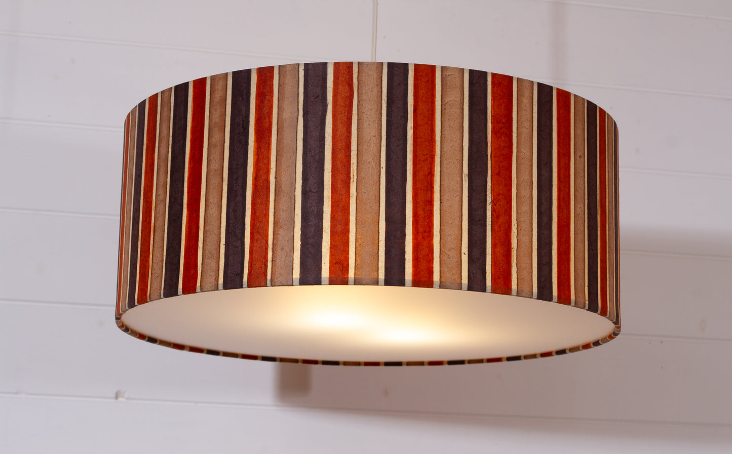Drum Lamp Shade - P07 - Batik Stripes Brown, 50cm(d) x 20cm(h)