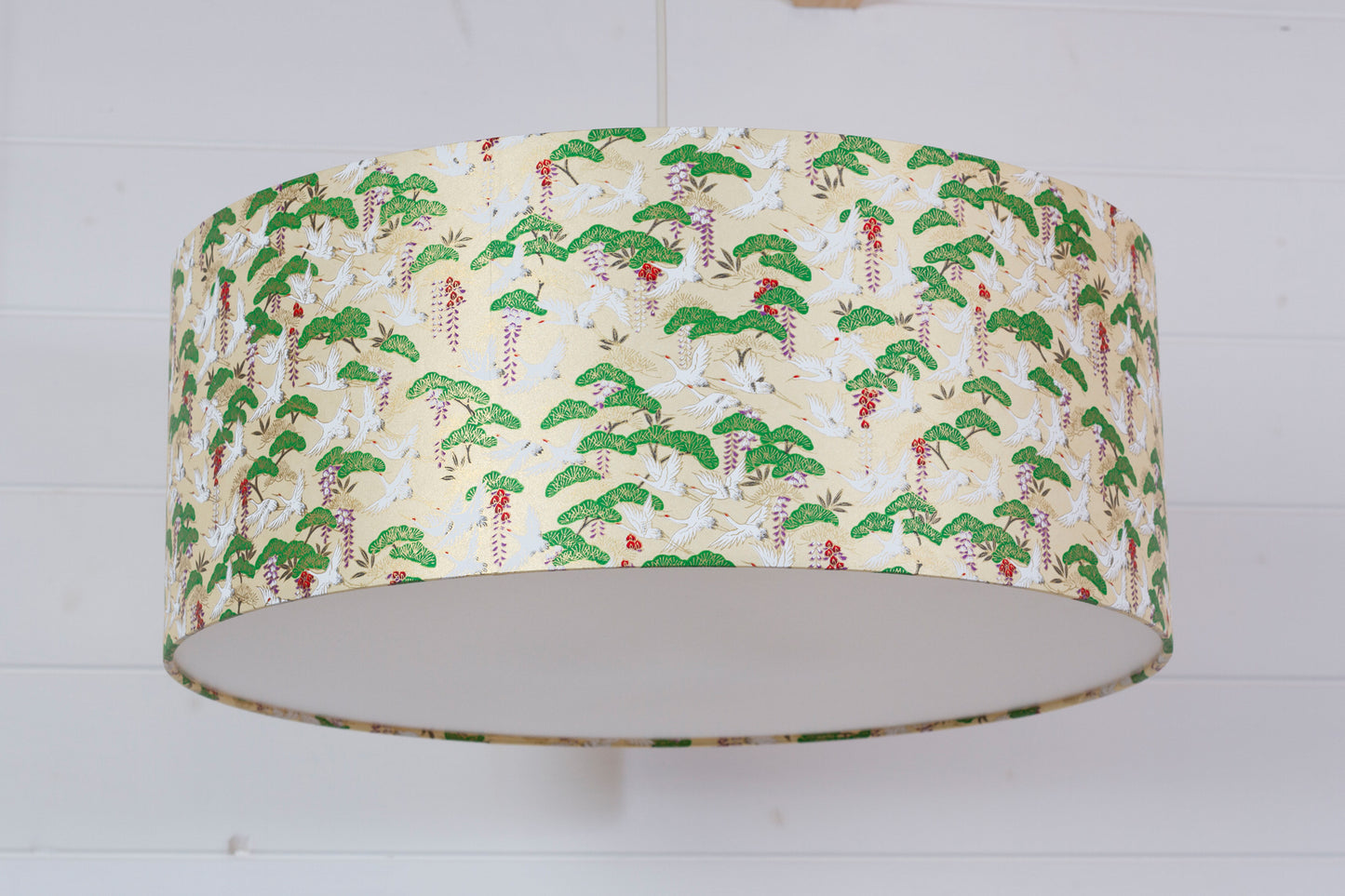 Drum Lamp Shade - W05 - Cranes, 50cm(d) x 20cm(h)