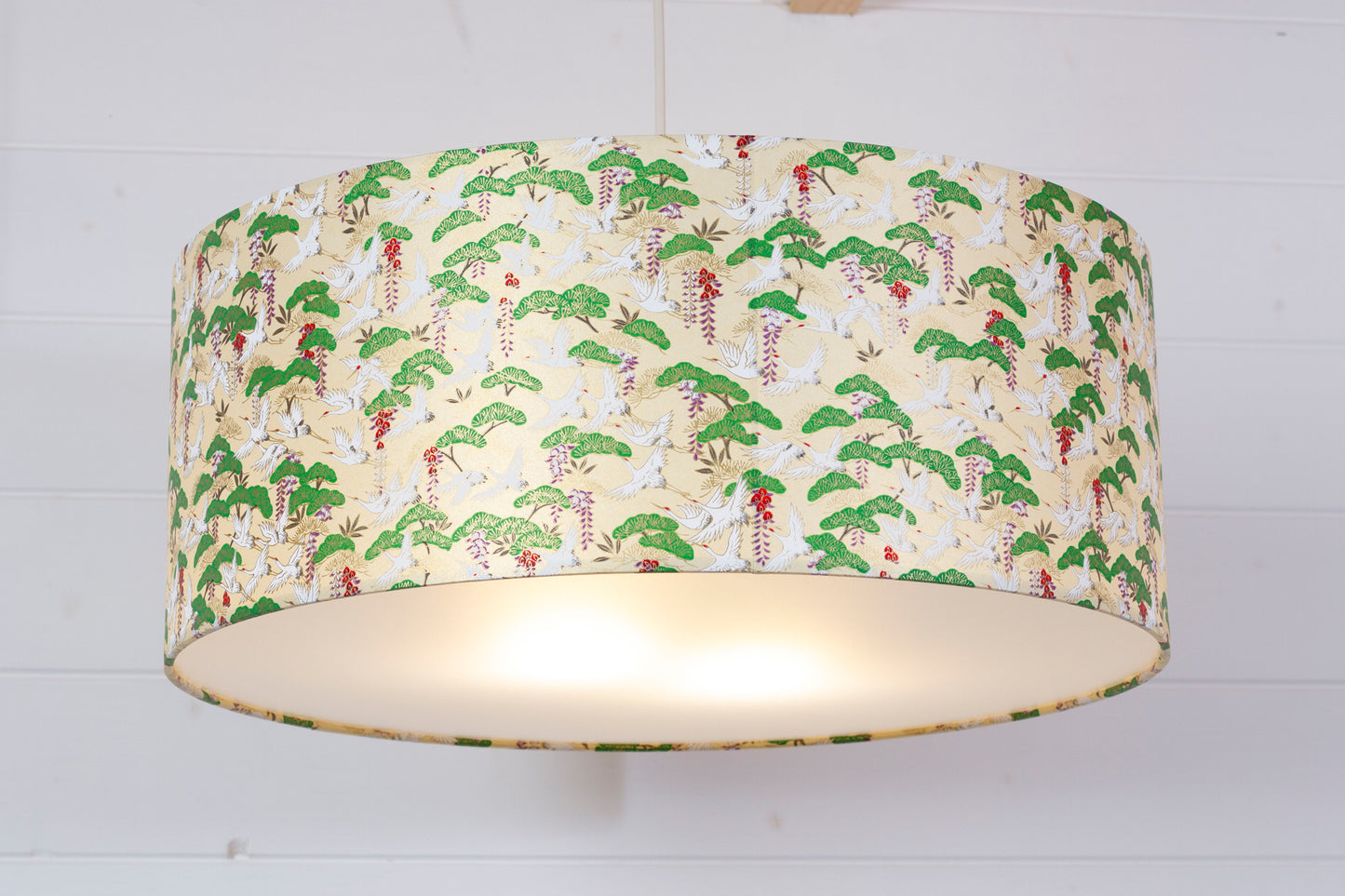 Drum Lamp Shade - W05 - Cranes, 50cm(d) x 20cm(h)