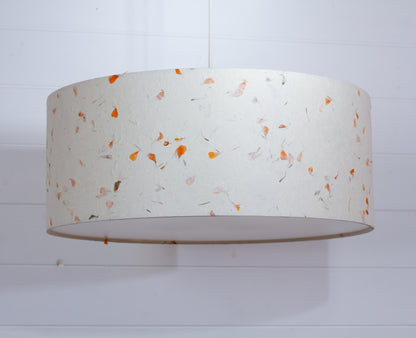 Drum Lamp Shade - P32 - Marigold Petals on Natural Lokta, 50cm(d) x 20cm(h)