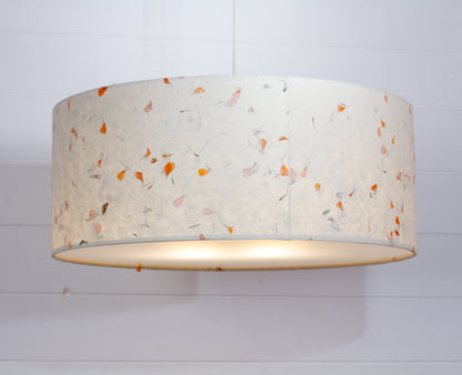 Drum Lamp Shade - P32 - Marigold Petals on Natural Lokta, 50cm(d) x 20cm(h)