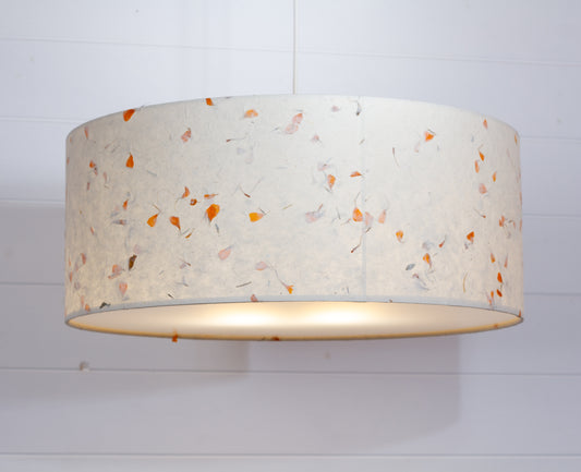 Drum Lamp Shade - P32 - Marigold Petals on Natural Lokta, 50cm(d) x 20cm(h)