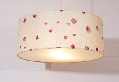 Drum Lamp Shade - P33 - Rose Petals on Natural Lokta, 50cm(d) x 20cm(h)