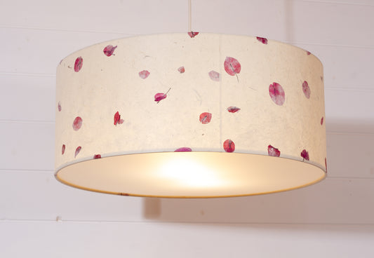 Drum Lamp Shade - P33 - Rose Petals on Natural Lokta, 50cm(d) x 20cm(h)