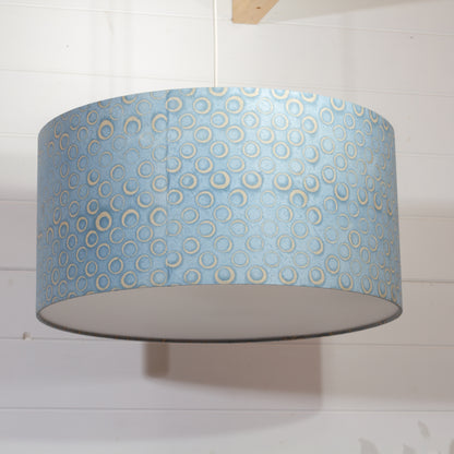 Drum Lamp Shade - P72 - Batik Blue Circles, 50cm(d) x 25cm(h)