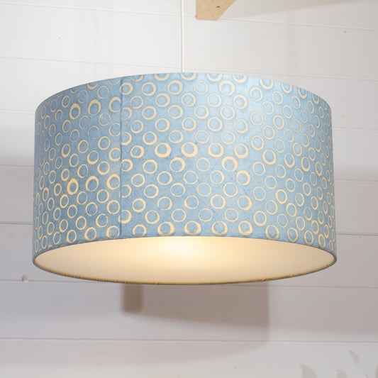 Drum Lamp Shade - P72 - Batik Blue Circles, 50cm(d) x 25cm(h)